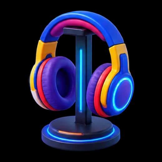 Colorful Headphones on Stand