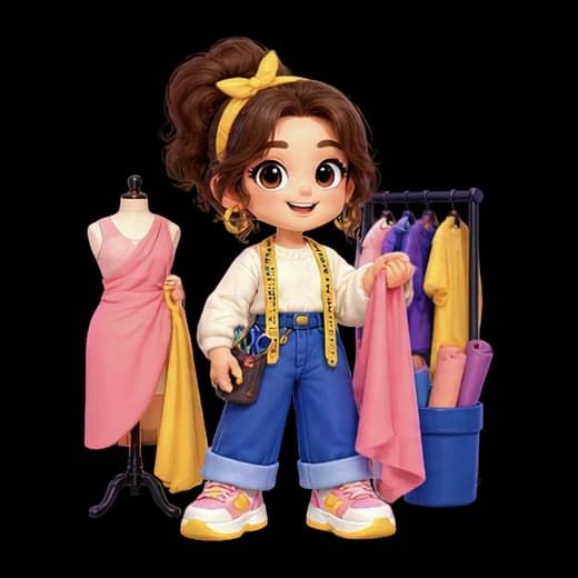 Fashion Designer with Fabrics