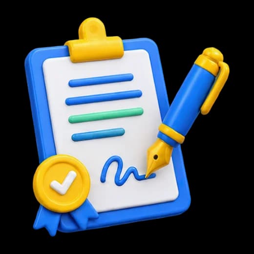 Document with Pen and Checkmark