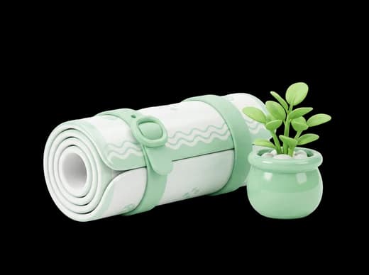 Yoga mat with plant