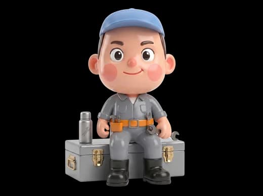 Mechanic Sitting on Toolbox