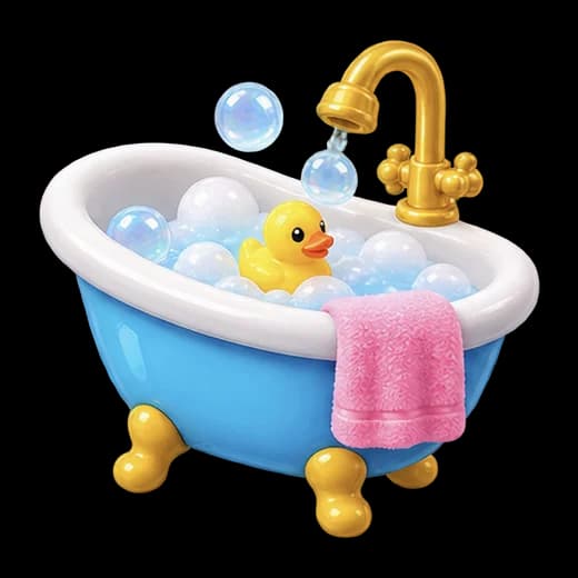 Bathtub with Duck and Bubbles