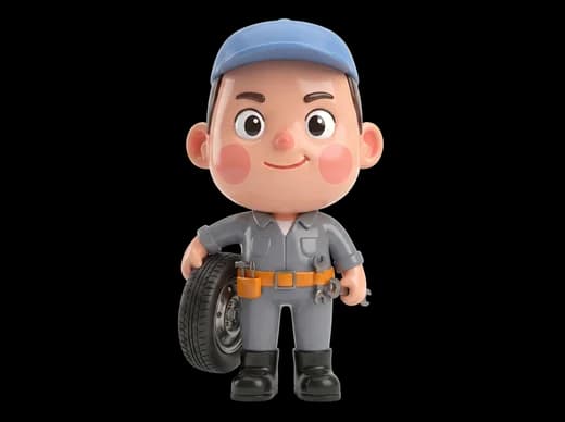 Mechanic with Tire