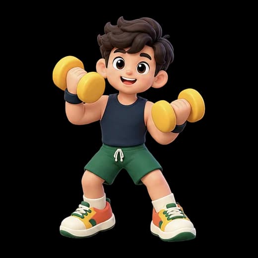 Boy Lifting Dumbbells
