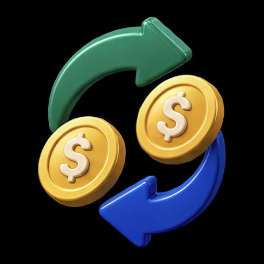 Currency Exchange Arrows and Coins