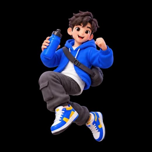 Active Boy with Water Bottle