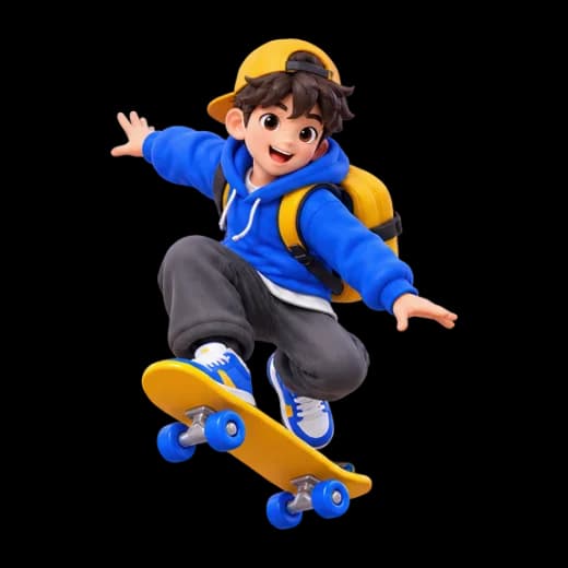Skateboarding Kid Character
