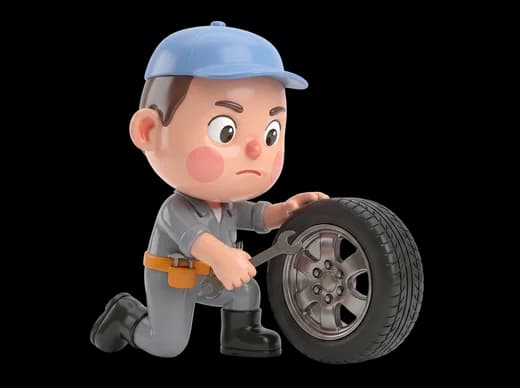 Mechanic Fixing Tire