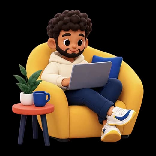 Character Working on Laptop