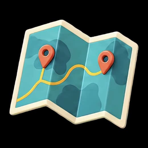 Folded Map with Location Markers