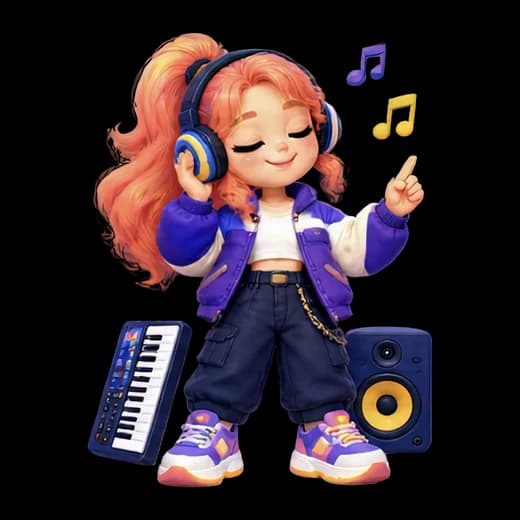 Character Enjoying Music