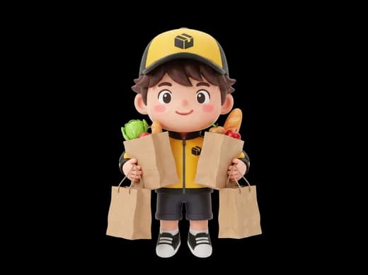 Delivery Boy with Groceries