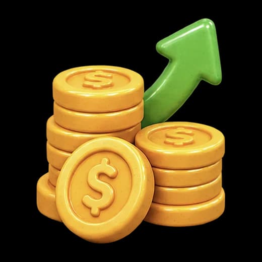 Coins with Growth Arrow