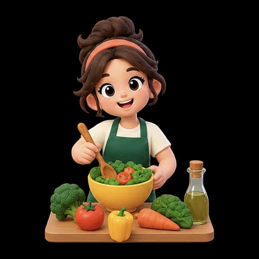 Character Preparing Salad