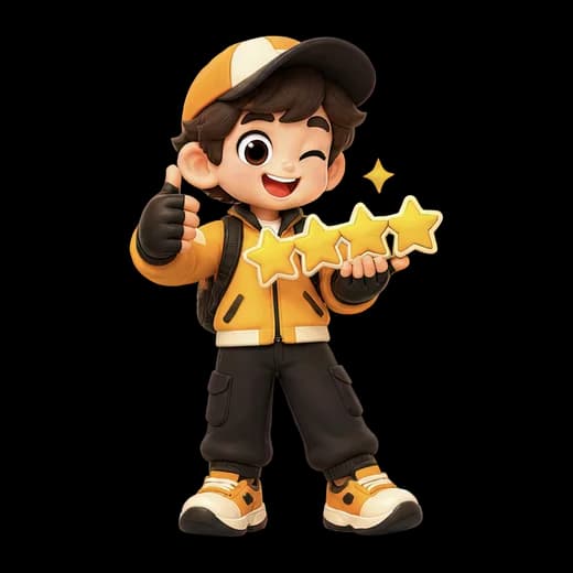 Cheerful Delivery Character with Stars