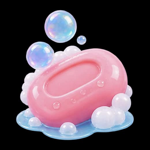 Pink Soap Bar with Bubbles