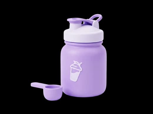 Purple water bottle with scoop